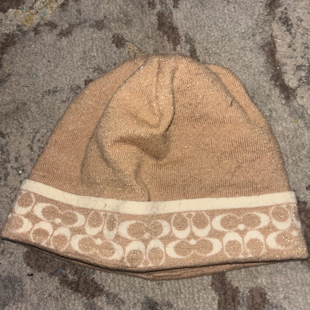 Coach merino wool shimmer metallic beanie